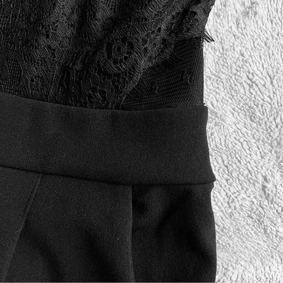 NWT Express Halter Lace Pieced Cutout Evening Cocktail Jumpsuit Solid Black - Picture 11 of 17